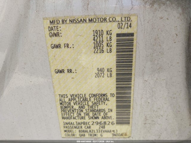 Nissan Altima 2.5 S 2014 1N4AL3AP8EC296826 Image 9