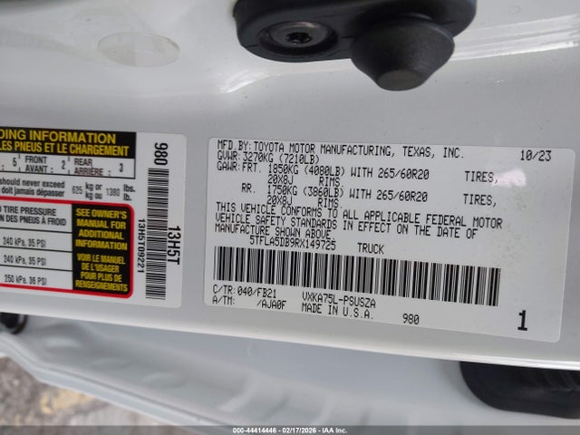 Toyota Tundra Sr5 2024 5TFLA5DB9RX149725 Image 9