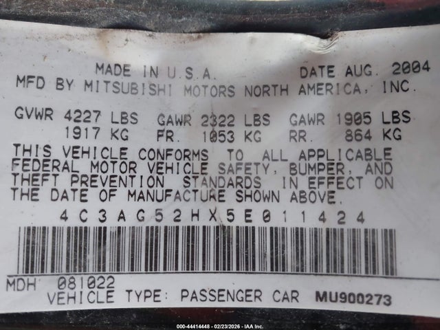 2005 CHRYSLER SEBRING CPE 4C3AG52HX5E011424 Photo 8