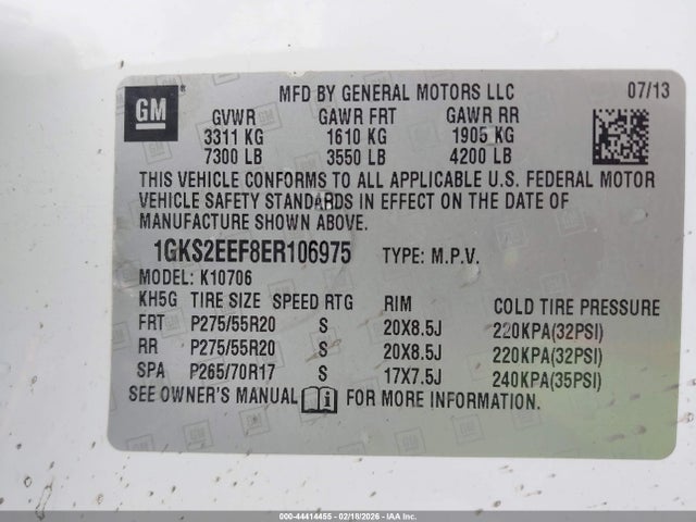 Aukcja sprzedaży 2014 Gmc Yukon Denali, vin: 1GKS2EEF8ER106975, numer aukcji: 44414455