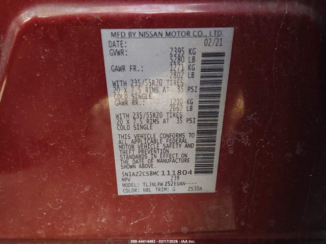 2021 NISSAN MURANO 5N1AZ2CS8MC111804 Photo 8