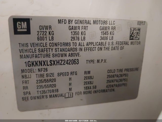 Продаж на аукціоні авто 2017 Gmc Acadia Denali, vin: 1GKKNXLSXHZ242063, номер лоту: 44414496