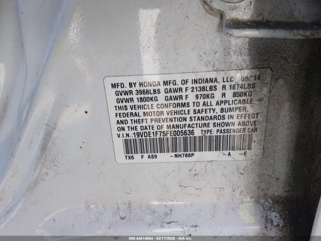 Acura Ilx 2.0l 2015 19VDE1F75FE005636 Image 9