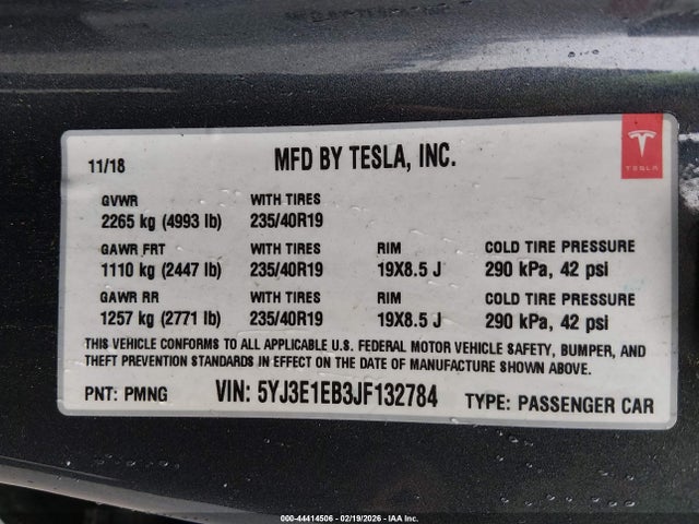2018 TESLA MODEL 3 5YJ3E1EB3JF132784 Photo 8