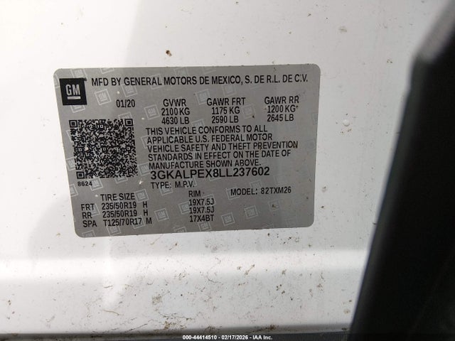 Продаж на аукціоні авто 2020 Gmc Terrain Fwd Slt, vin: 3GKALPEX8LL237602, номер лоту: 44414510
