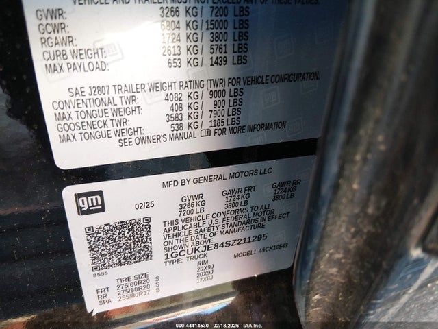 1GCUKJE84SZ211295 Chevrolet Silverado 1500 4wd Short Bed High Country