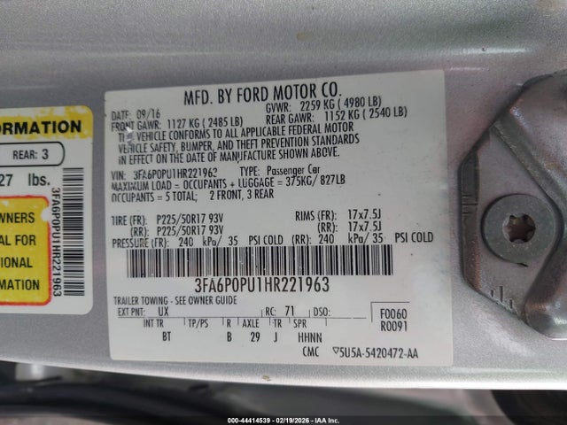 Ford Fusion Energi Se Luxury 2017 3FA6P0PU1HR221963 Image 9