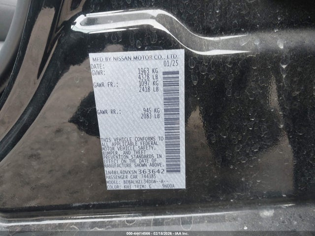Nissan Altima Sv Fwd 2025 1N4BL4DVXSN363642 Image 9