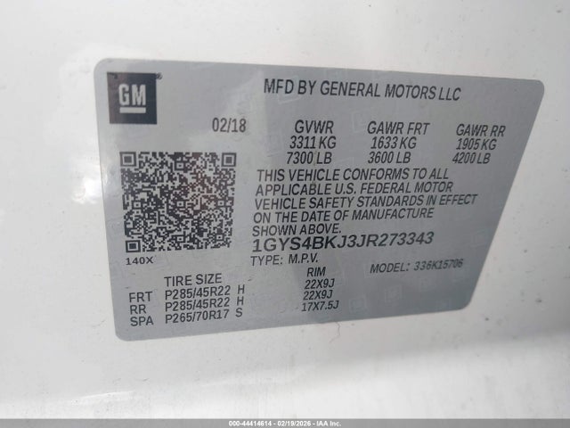 2018 CADILLAC ESCALADE 1GYS4BKJ3JR273343 Photo 8