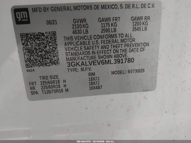 3GKALVEV6ML391780 GMC Terrain Awd Slt