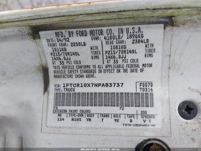 1992 FORD RANGER 1FTCR10X7NPA83737 Photo 8