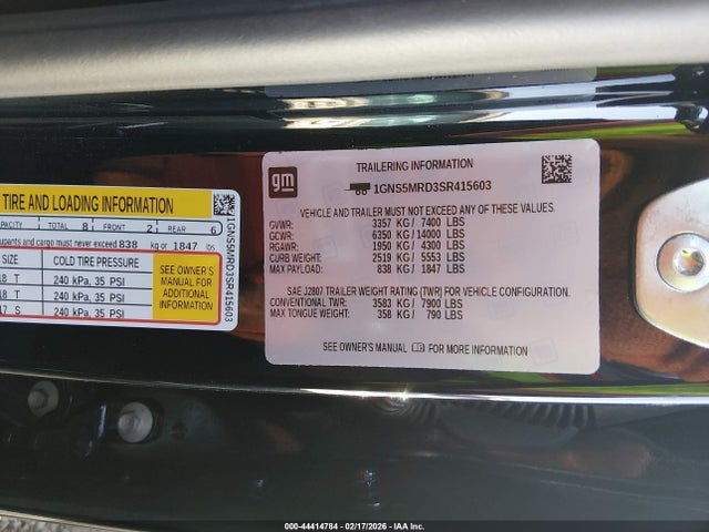 1GNS5MRD3SR415603 Chevrolet Tahoe 2wd Ls