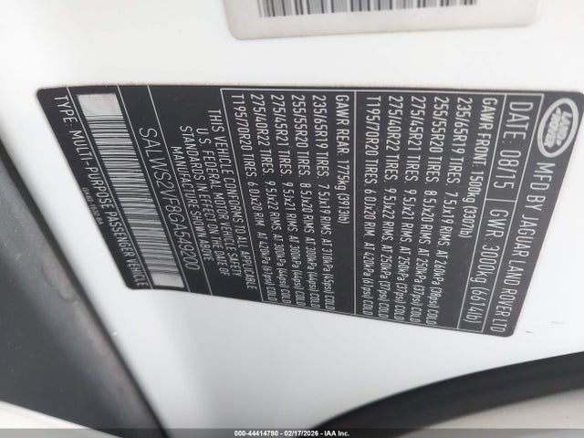 2016 LAND ROVER RANGE ROVER SPORT SALWS2VF8GA549200 Photo 8