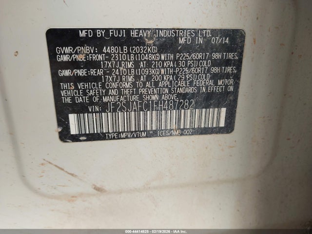 44414825 :رقم المزاد ، JF2SJAFC1FH487282 vin ، 2015 Subaru Forester 2.5i Premium مزاد بيع