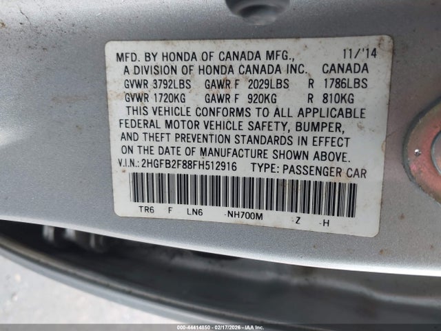Honda CIVIC EX 2015 2HGFB2F88FH512916 Image 9