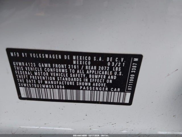 3VWE57BU2MM051094 Volkswagen Jetta 1.4t Sel