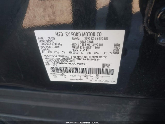 1FM5K8GC4LGC76946 Ford Explorer St