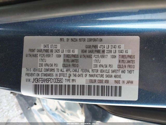 Aukcja sprzedaży 2023 Mazda Cx-5 2.5 S, vin: JM3KFBAM8P0100580, numer aukcji: 44414931