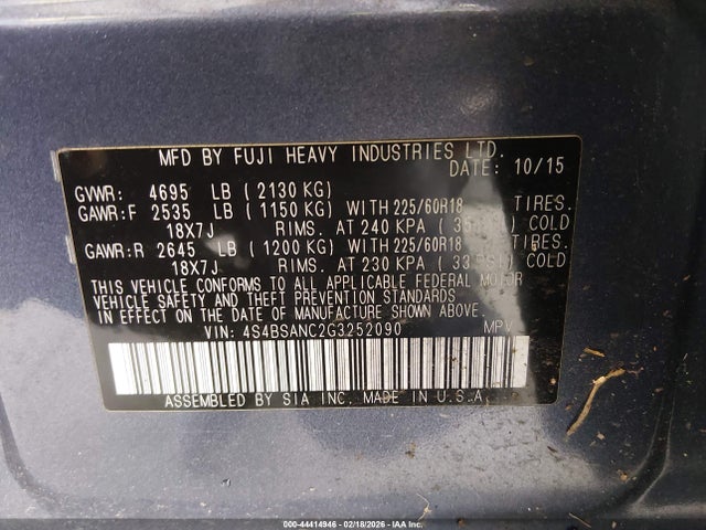 4S4BSANC2G3252090 Subaru Outback 2.5i Limited