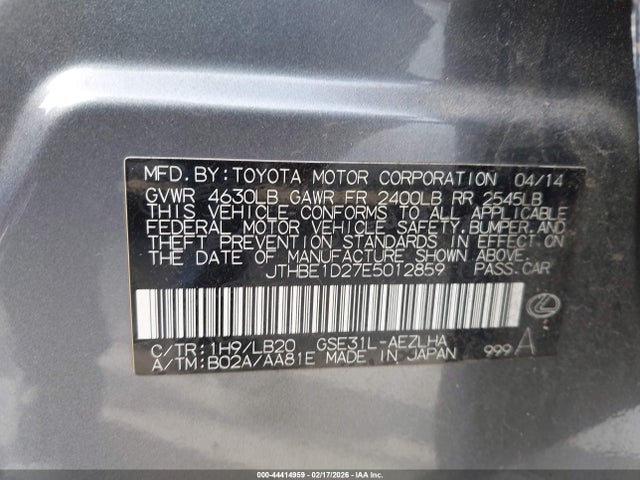 2014 LEXUS IS 350 JTHBE1D27E5012859 Photo 8