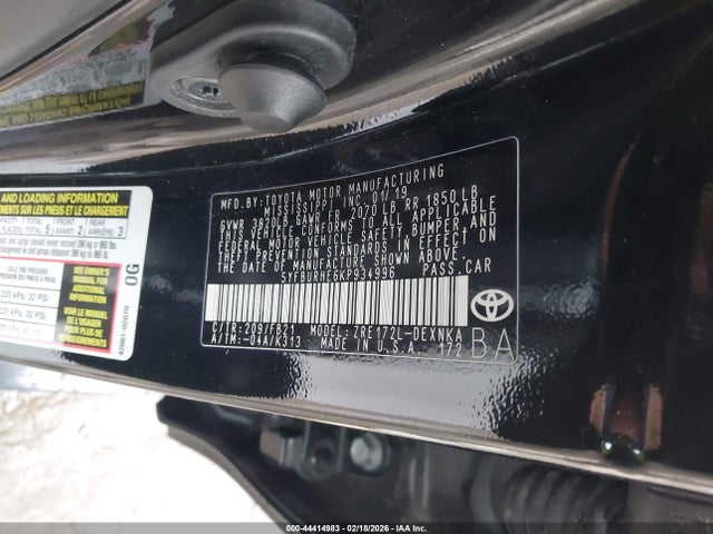 5YFBURHE6KP934996 Toyota COROLLA LE
