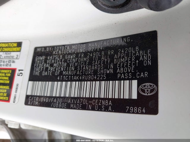 4T1C11AK4RU904225 Toyota CAMRY LE
