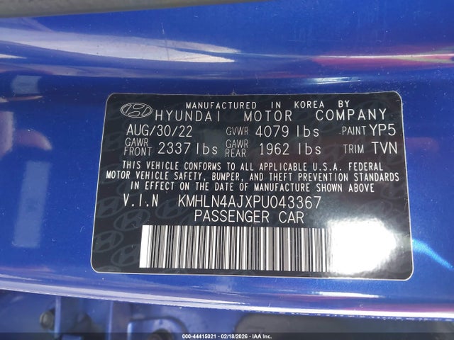 2023 Hyundai Elantra Hybrid Limited მანქანა იყიდება აუქციონზე, vin: KMHLN4AJXPU043367, აუქციონის ნომერი: 44415021