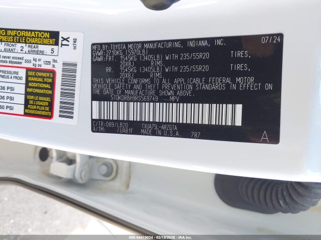 Toyota Highlander Limited 2024 5TDKDRBH9RS569749 Image 9