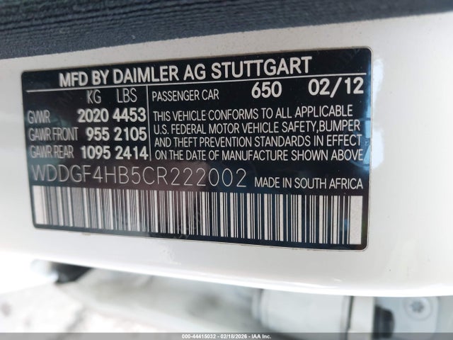 Продажа на аукционе авто 2012 Mercedes-benz C 250 Sport, vin: WDDGF4HB5CR222002, номер лота: 44415032