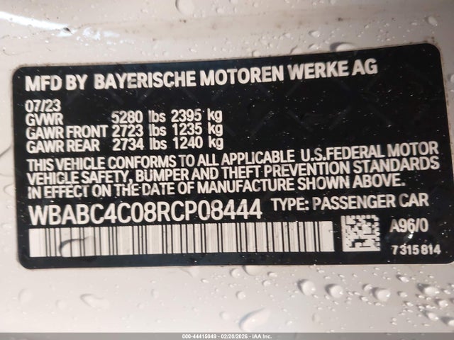 2024 Bmw M850i Xdrive მანქანა იყიდება აუქციონზე, vin: WBABC4C08RCP08444, აუქციონის ნომერი: 44415049