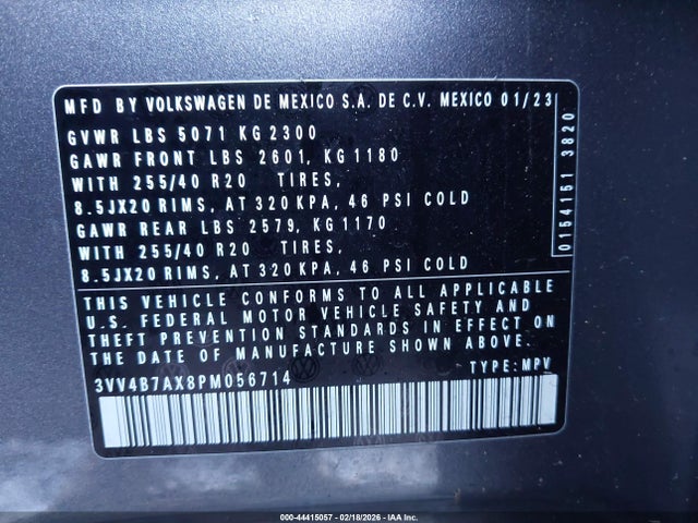 3VV4B7AX8PM056714 Volkswagen Tiguan 2.0t Sel R-line