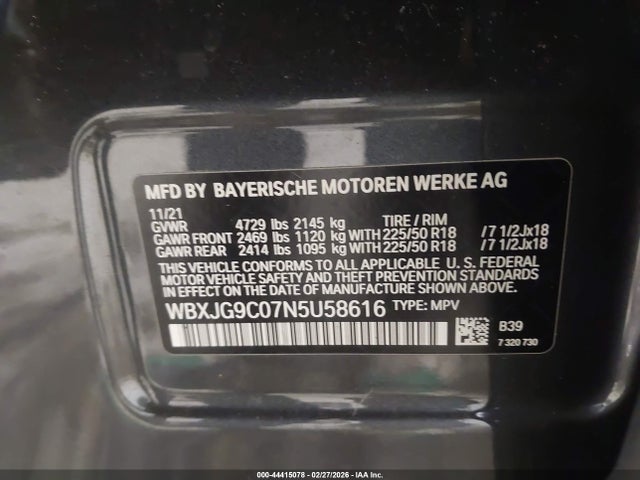 2022 BMW X1 WBXJG9C07N5U58616 Photo 8