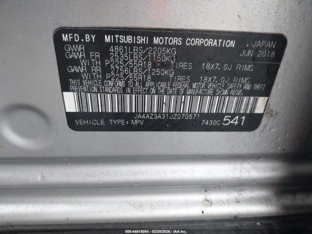 2018 MITSUBISHI OUTLANDER JA4AZ3A31JZ070571 Photo 8
