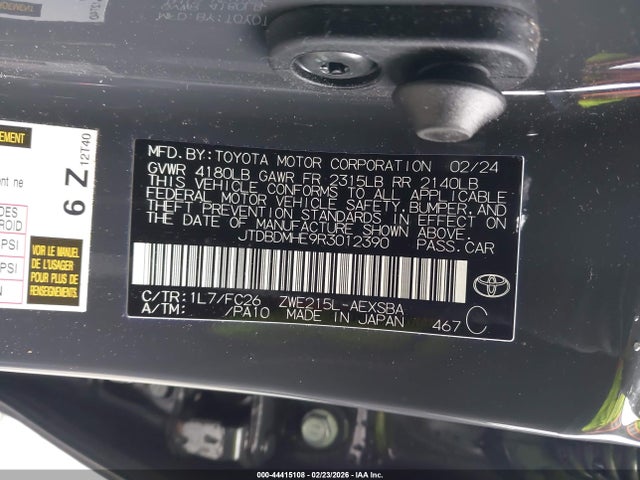 JTDBDMHE9R3012390 Toyota Corolla Hybrid Se