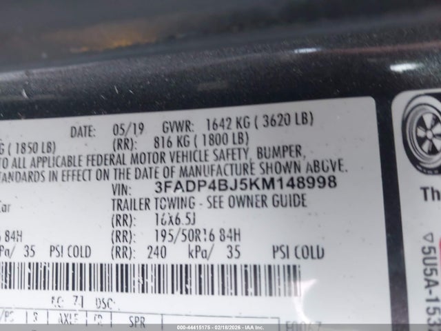 3FADP4BJ5KM148998 Ford FIESTA SE