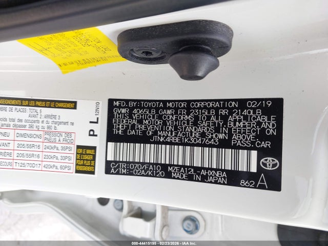 JTNK4RBE1K3047643 Toyota COROLLA SE