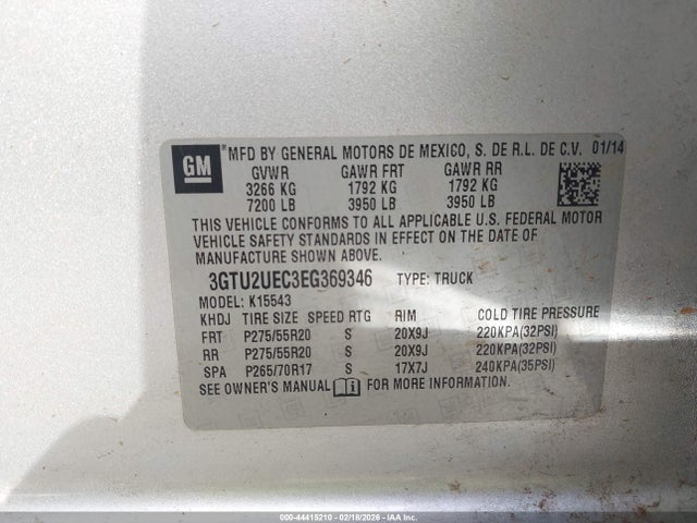 Aukcja sprzedaży 2014 Gmc Sierra 1500 Sle, vin: 3GTU2UEC3EG369346, numer aukcji: 44415210