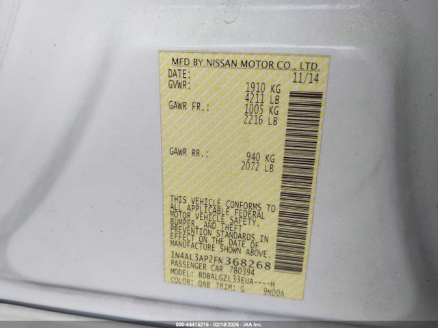 1N4AL3AP2FN368268 Nissan Altima 2.5 S