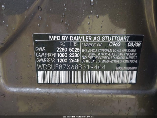 Aukcja sprzedaży 2008 Mercedes-benz E 350 4matic, vin: WDBUF87X68B319404, numer aukcji: 44415263