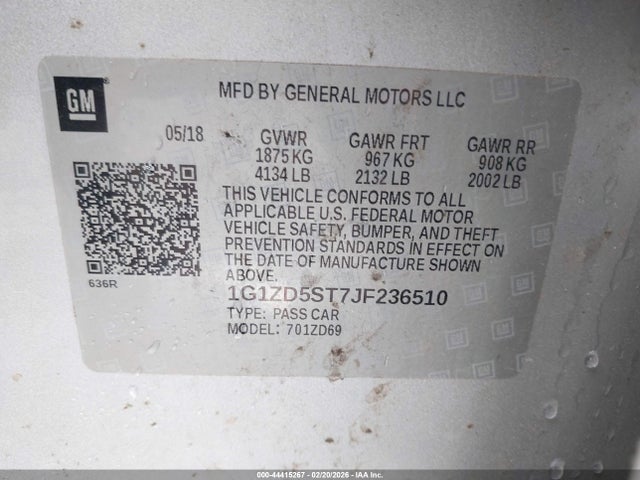 1G1ZD5ST7JF236510 Chevrolet MALIBU LT