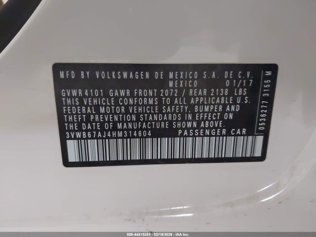 3VWB67AJ4HM314604 Volkswagen Jetta 1.4t Se