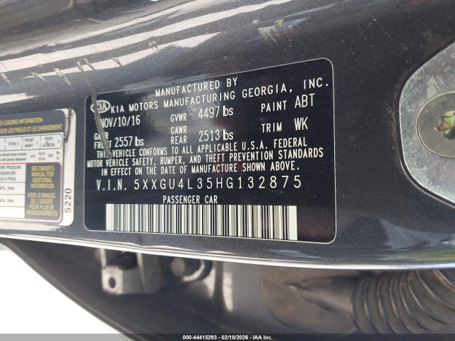 5XXGU4L35HG132875 KIA OPTIMA EX