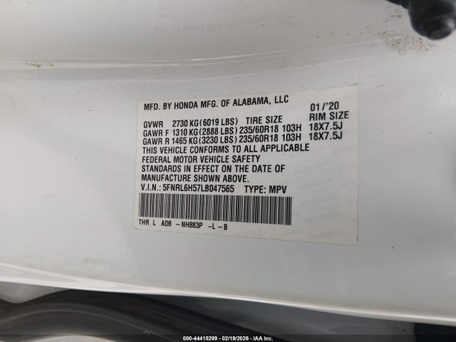 5FNRL6H57LB047565 Honda ODYSSEY EX