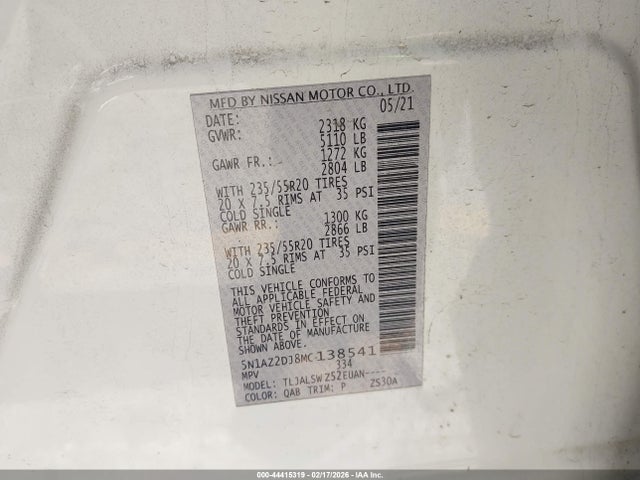 2021 NISSAN MURANO 5N1AZ2DJ8MC138541 Photo 8