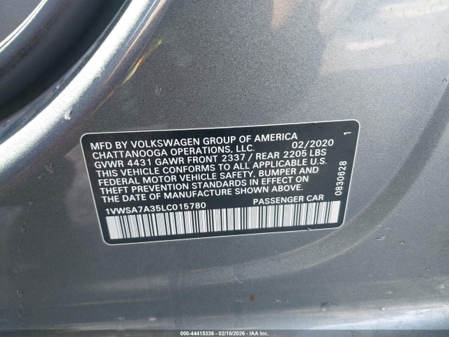 Продаж на аукціоні авто 2020 Volkswagen Passat 2.0t Se, vin: 1VWSA7A35LC015780, номер лоту: 44415336
