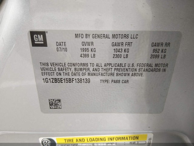 2011 CHEVROLET MALIBU 1G1ZB5E15BF138139 Photo 8