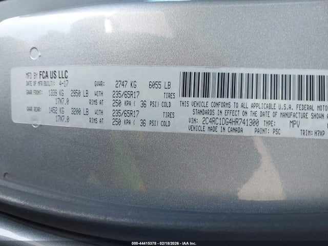 2C4RC1DG4HR741300 Chrysler Pacifica Touring
