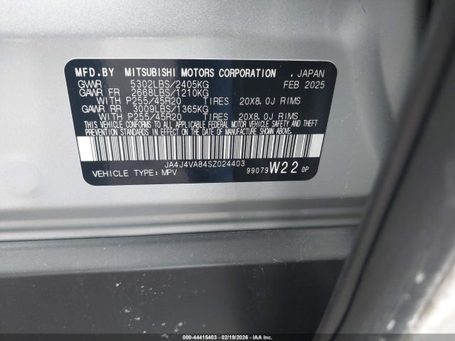 2025 MITSUBISHI OUTLANDER JA4J4VA84SZ024403 Photo 8