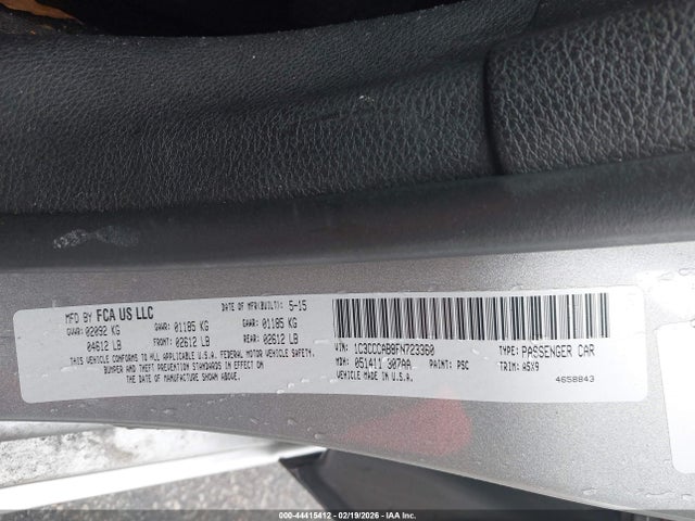 44415412 :رقم المزاد ، 1C3CCCAB8FN723360 vin ، 2015 Chrysler 200 Limited مزاد بيع