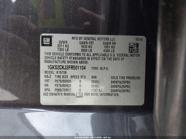 1GKS2CKJ2FR501104 GMC YUKON DENALI